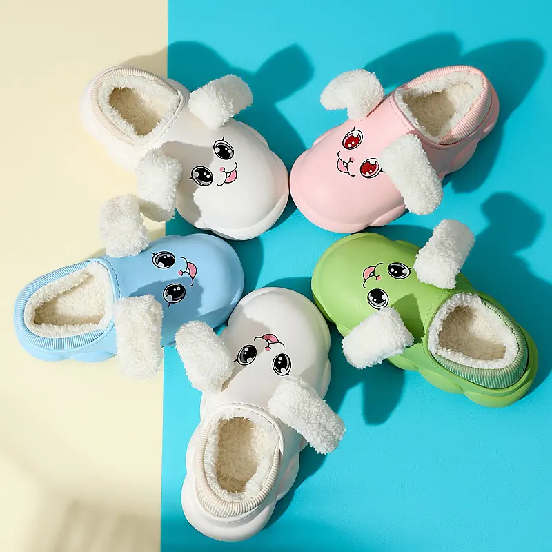 Ins Thick Soled Waterproof Children's Cotton Slippers