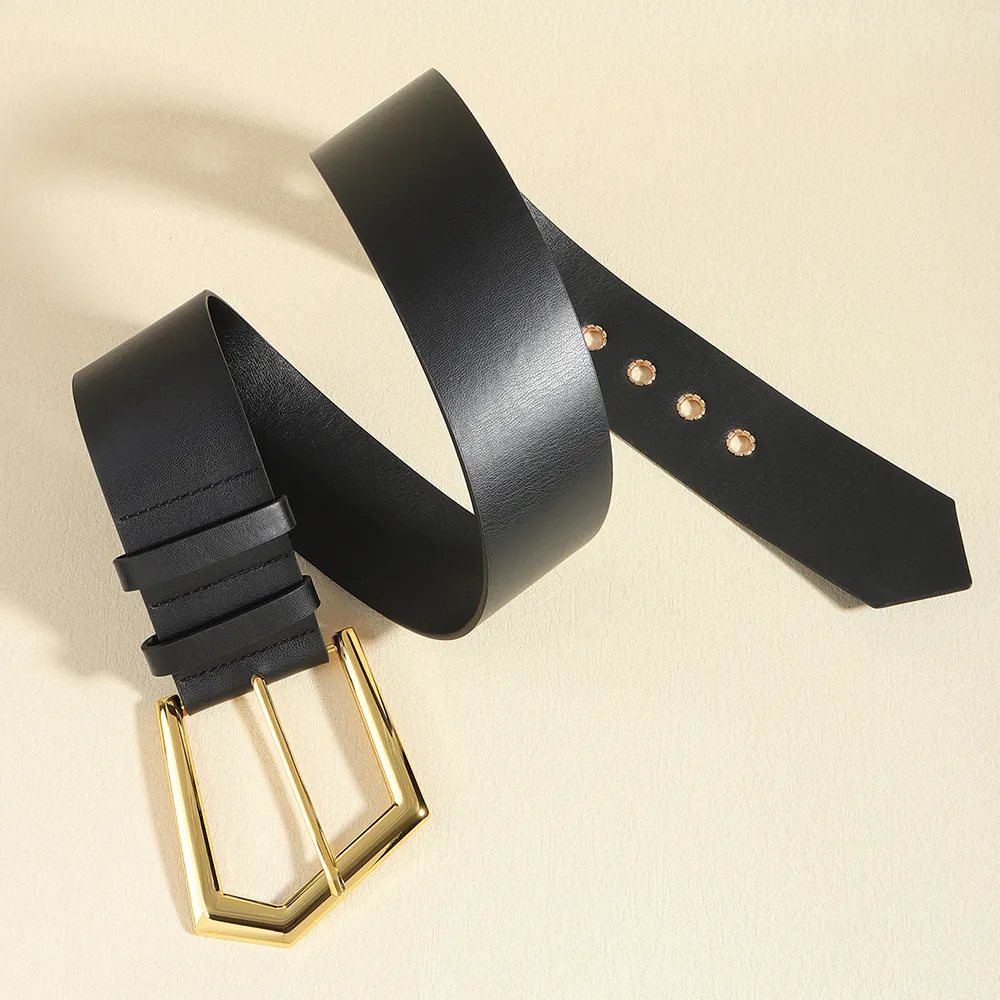 Temperament Ladies Elastic Black Stretch Metal Belt Fashion Embellished Coat Skirt Waist Cover - Black Belt Type