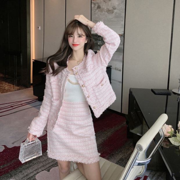 Women's Long Sleeve Jacket High Waist Short Skirt