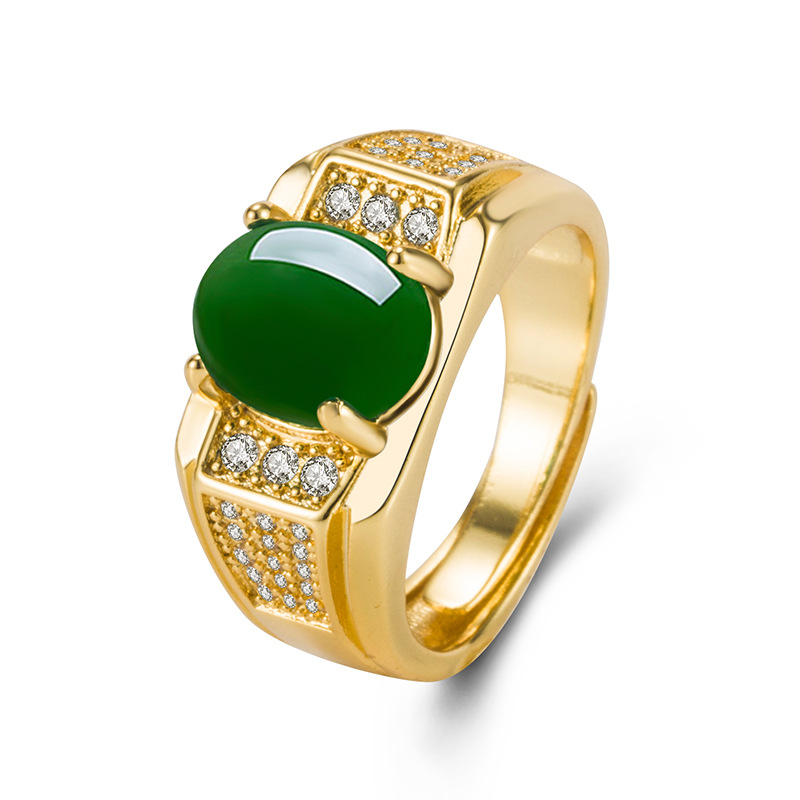 Title 2, Oval Green Chalcedony Vintage Style Ring A time...