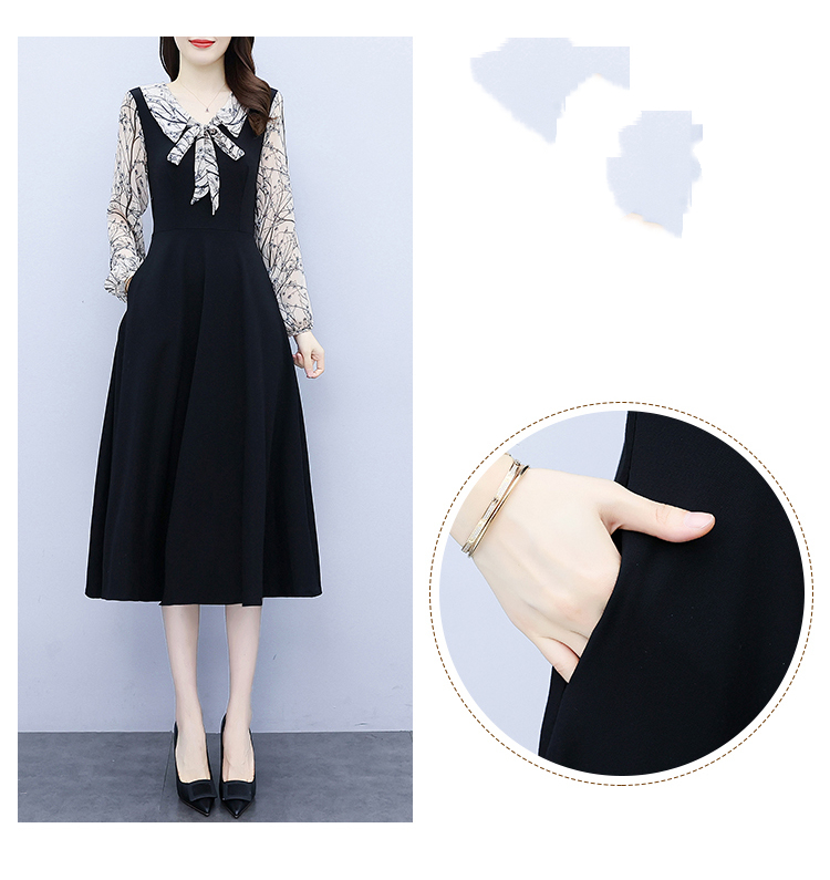 Noble Lady's Long-sleeved Noble And Elegant Skirt Mid-length