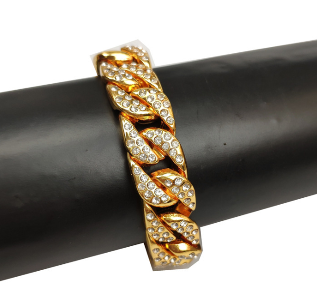 Full Diamond Cuban Chain Men's Bracelet Domineering Cool Trendy Bracelet — foto 3