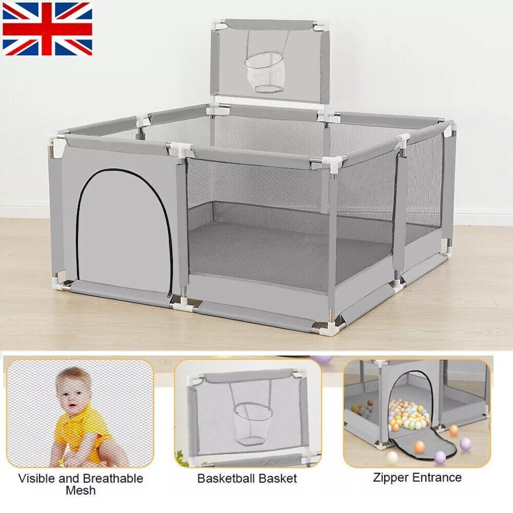 Large Playpen Portable Child Safety Yard Activity Center With Basketball Hoop UK — image 2