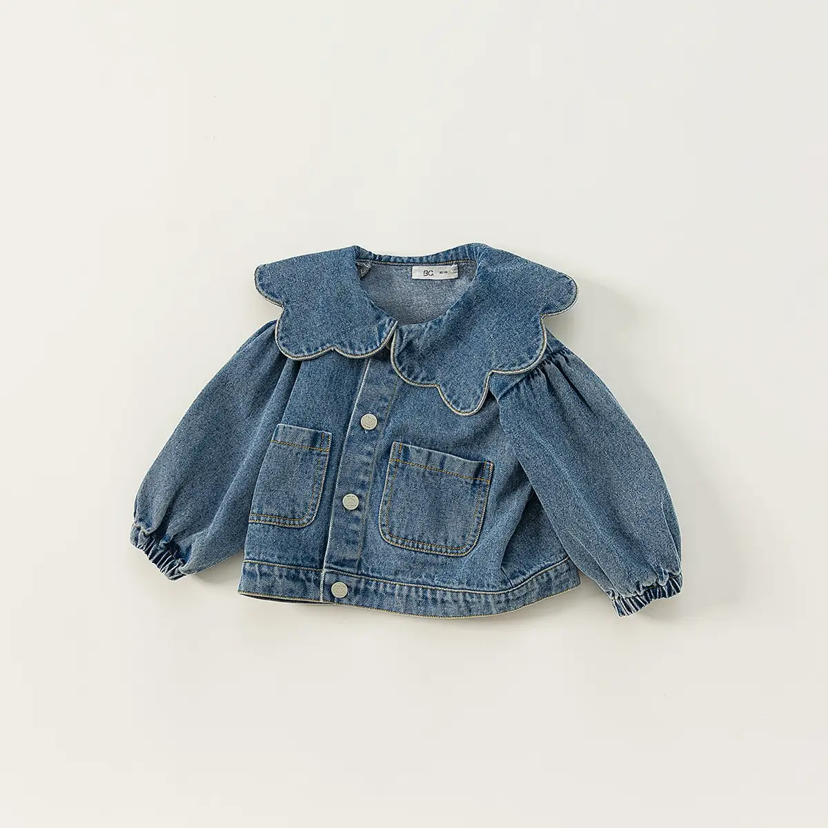 Girl's Denim Jacket Tops Western Style Doll Collar