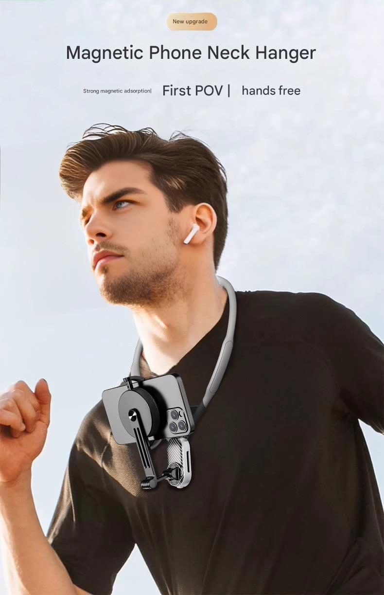 Magnetic Neck Strap Mount For Mobile Live Streaming With Anti-Shake Shooting Original-Angle Action Camera Mount For Cycling Photography