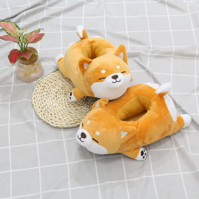Plush Corgi House Slippers, Cute Warm Animal Slippers for Women and Men (One Size) - detail photo 3