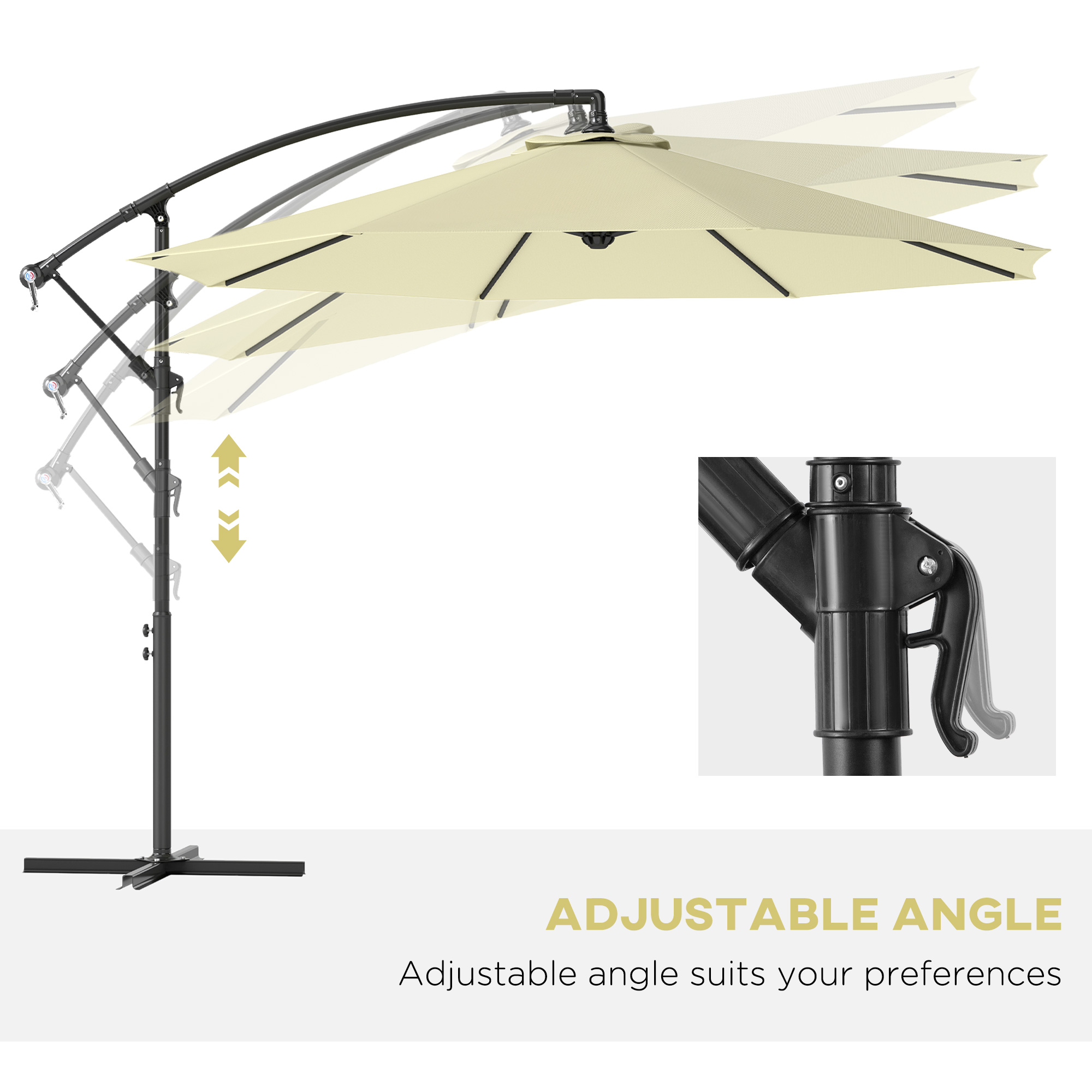 Cantilever Tilt Offset Patio Umbrella Uv Resistant Beige_voghion.com