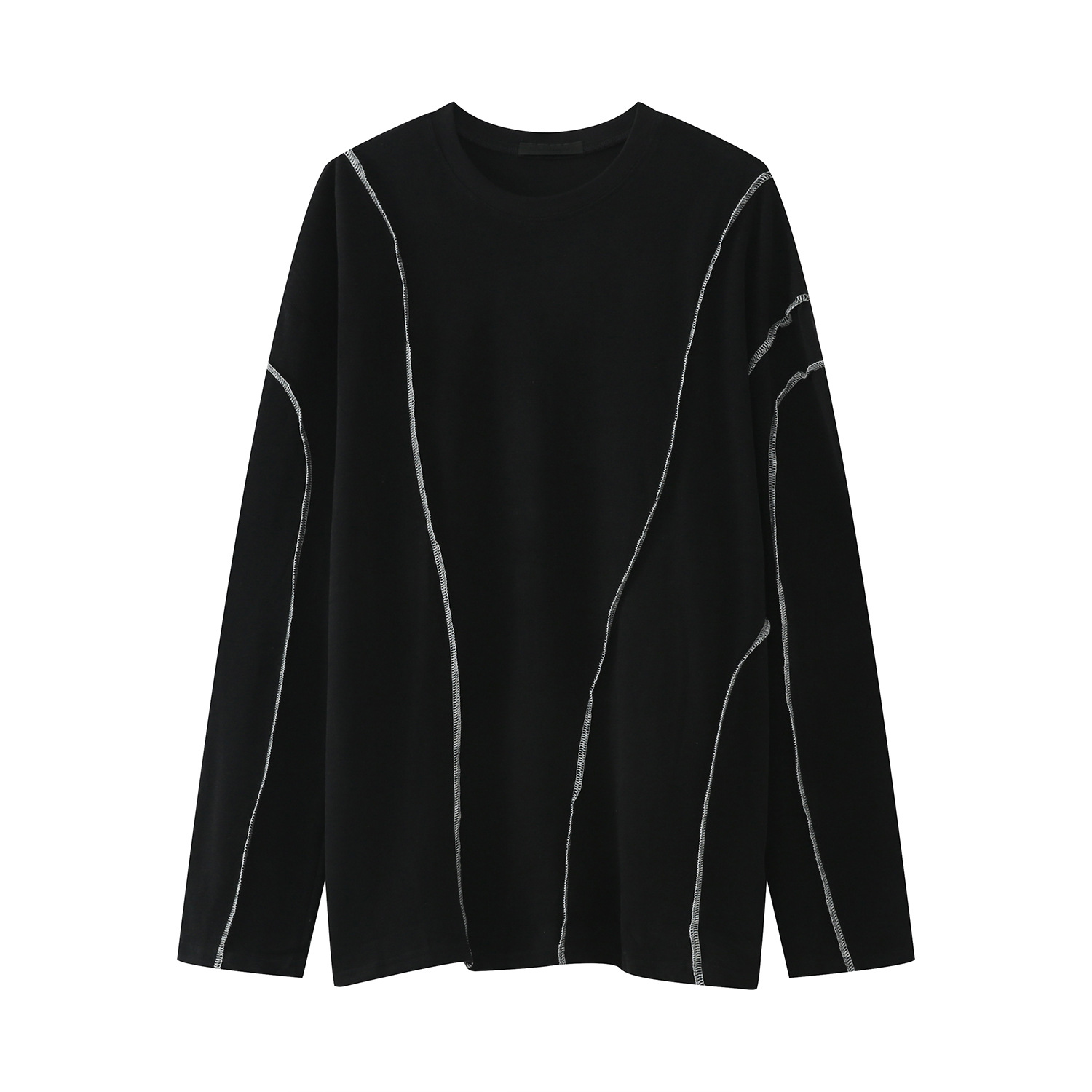 Korean Style Irregular Topline Design Couples Long Sleeve T-Shirt