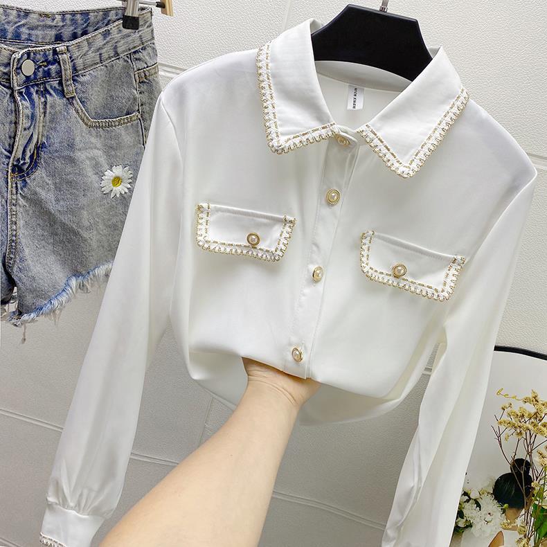 Fashion Dai Chiffon White Shirt Women Long Sleeve