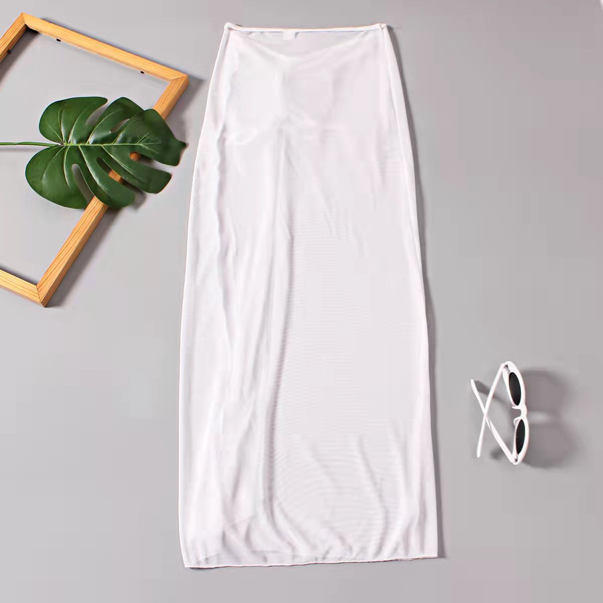 Solid Color Split Gauze Swimsuit Separate Bikini Skirt