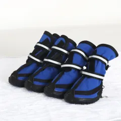 Dog Shoes Double Straps Non-slip, Wear-resistant And Waterproof - Blue - View 1