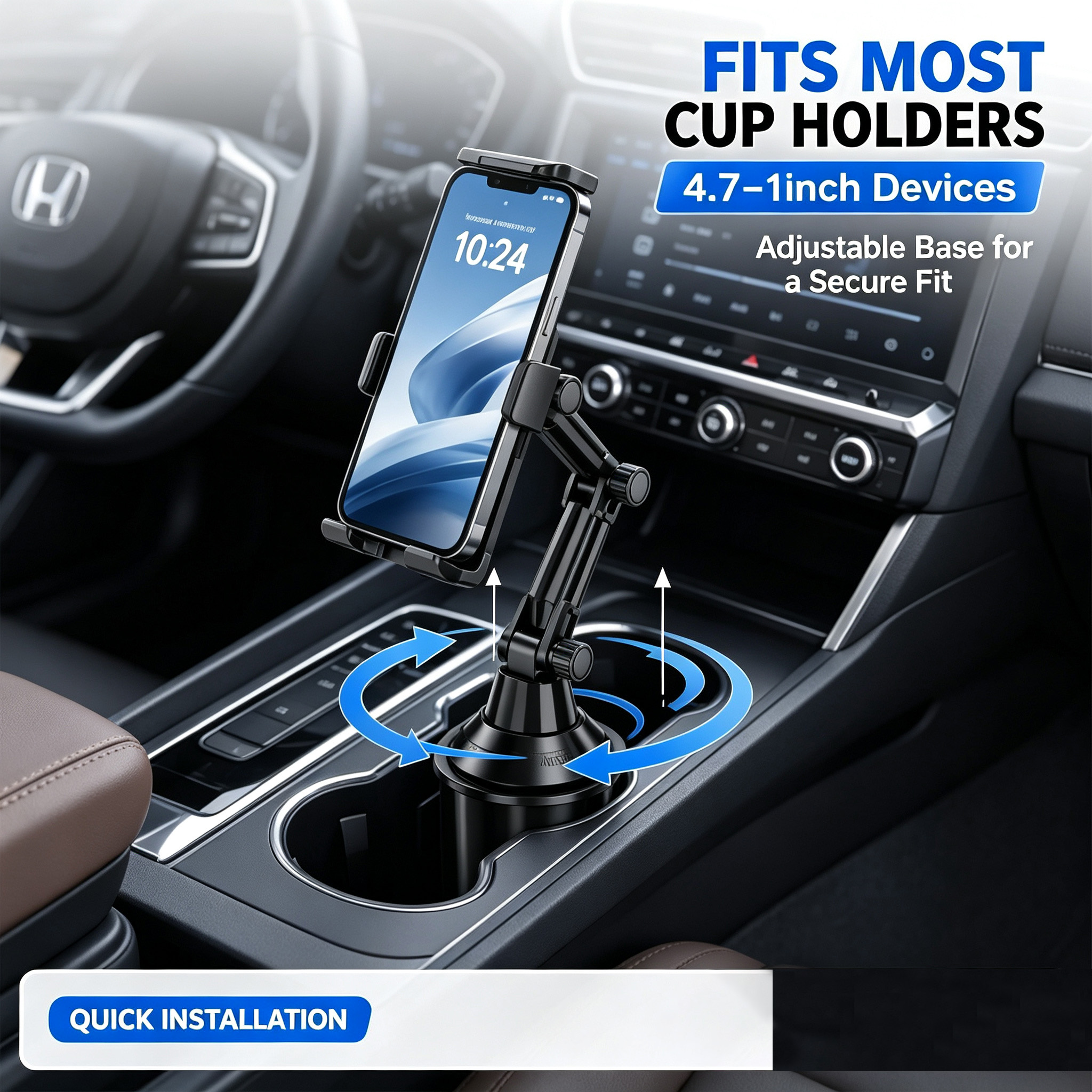 Car Cup Holder Phone Tablet Mount Long Arm 360 Rotation Adjustable Navigation Cell Phone Holder For Car Universal Vehicle Stand