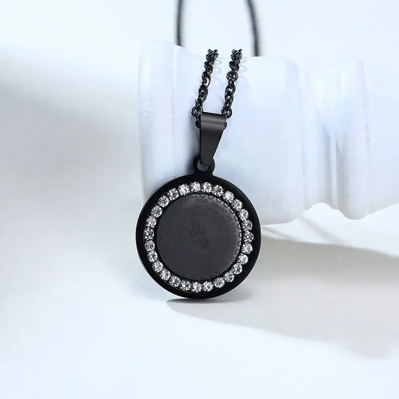 Stainless Steel Round Pendant Necklace