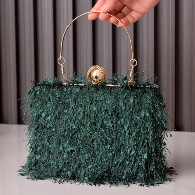 Tassel Handbags Women Dress Party Evening Bag Fashion Luxury Designer Square Bags Crossbody Shoulder Bag Ladies Green - Shop at LoveMi