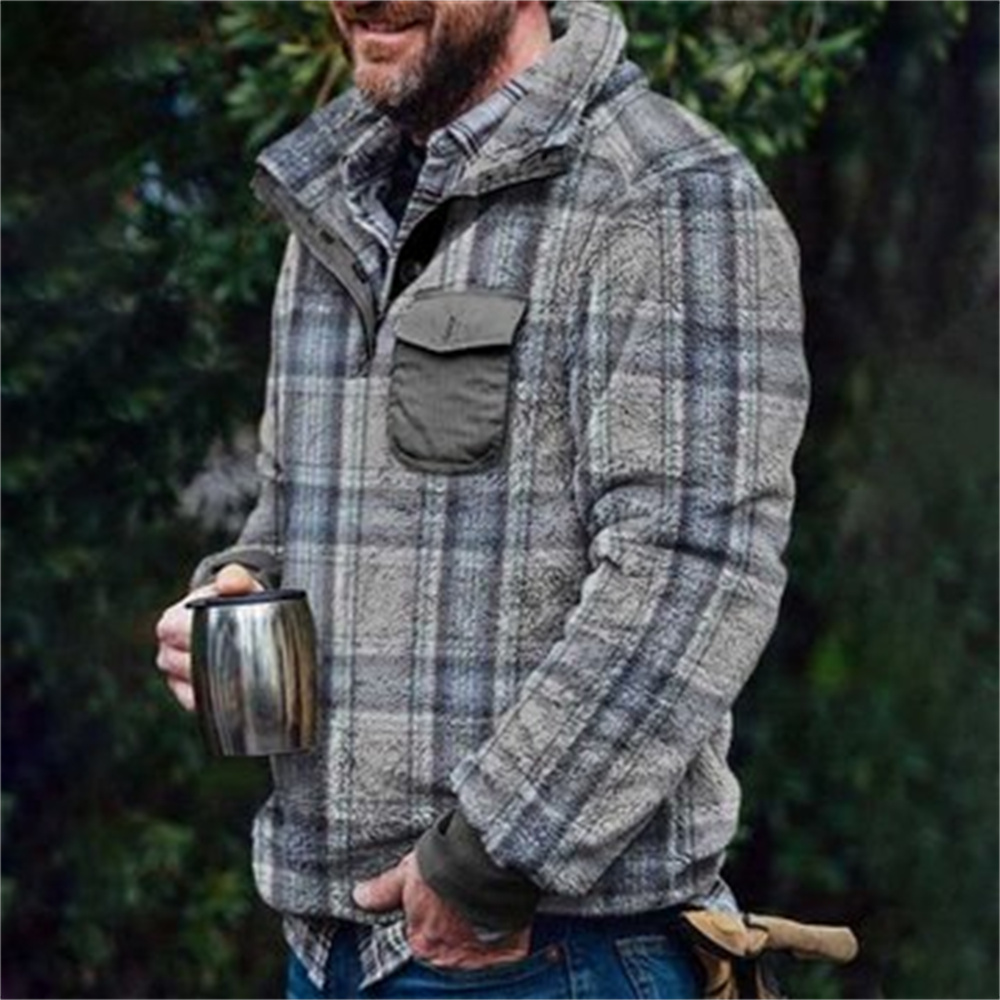 Autumn And Winter Casual Button Pocket Flannel Plush Men's Sweater