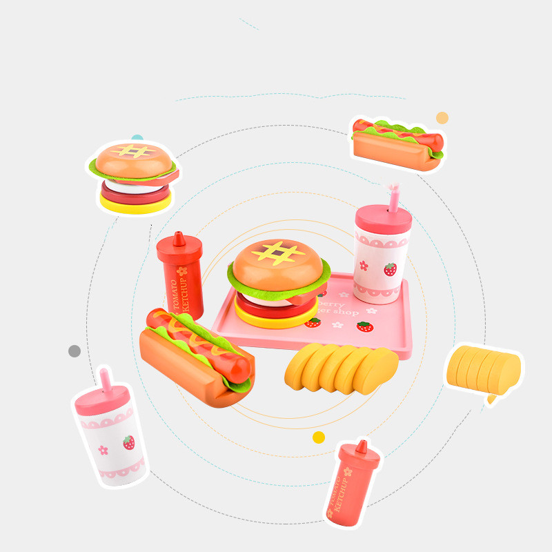 Title 4, Wooden Burger Toy Strawberry Simulation Burger ...