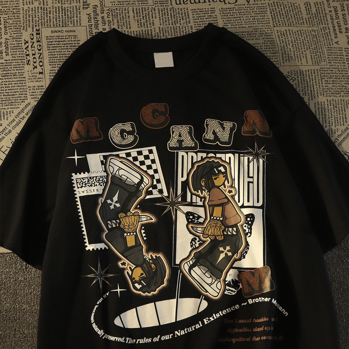 American Retro Street Fashion Brand Cotton Short Sleeve