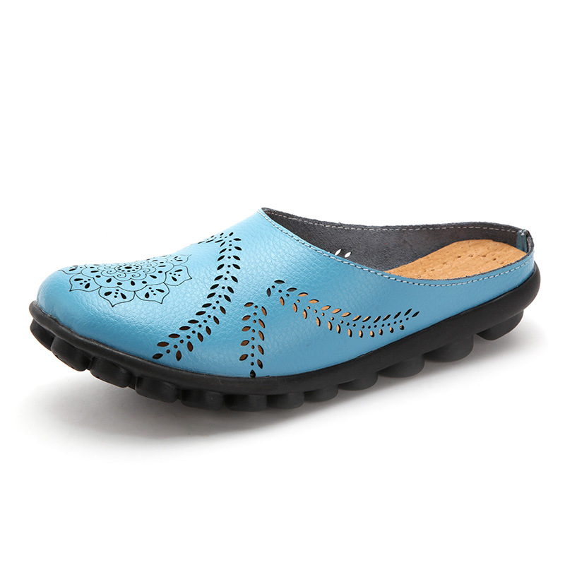 Summer New Slippers Mother Shoes Casual Low Cut Flat Peas Women'S Shoes Blue - Shop at LoveMi