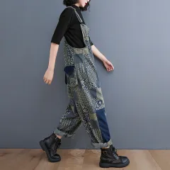 Women's Korean Version Of The New Large Size Jeans Suspenders - Blue - View 1