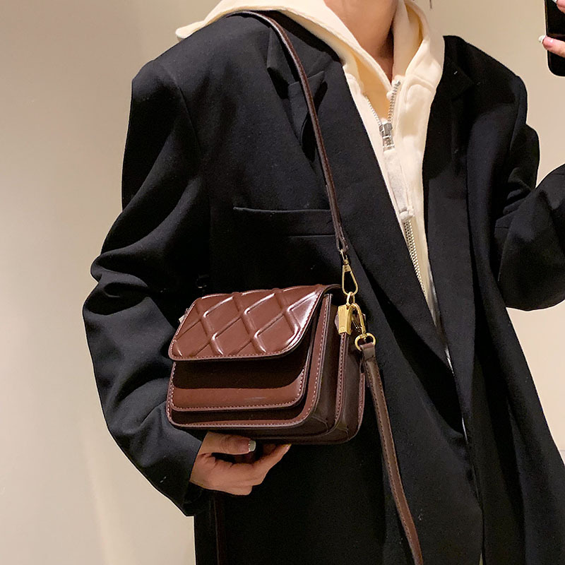 Diamond Check Pineapple Pattern Personalized Car Stitching Solid Color PU Shoulder Bag