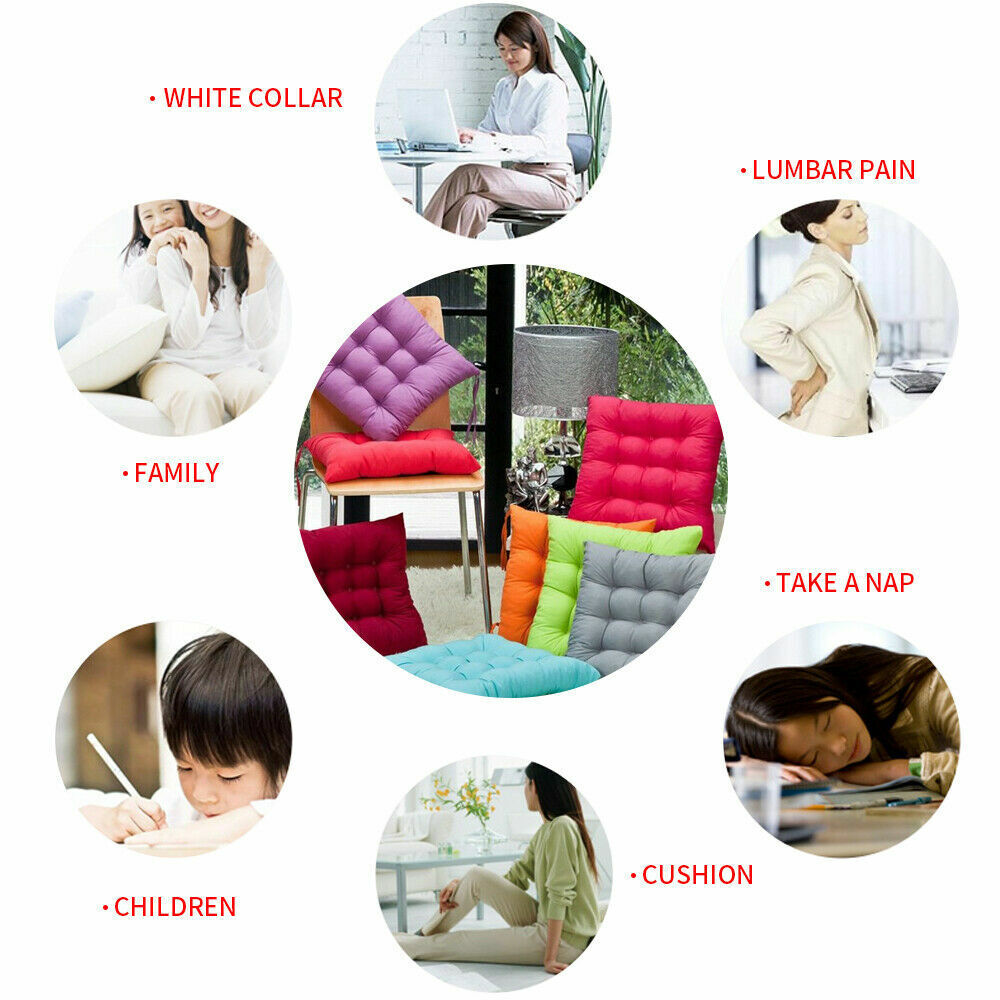 4 Pack Seat Pad Dining Room Garden Kitchen Chair Cushions Tie On Plain UK — image 9