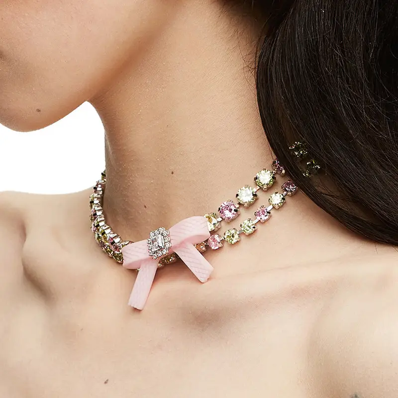 Double Layer Full Diamond Necklace Female