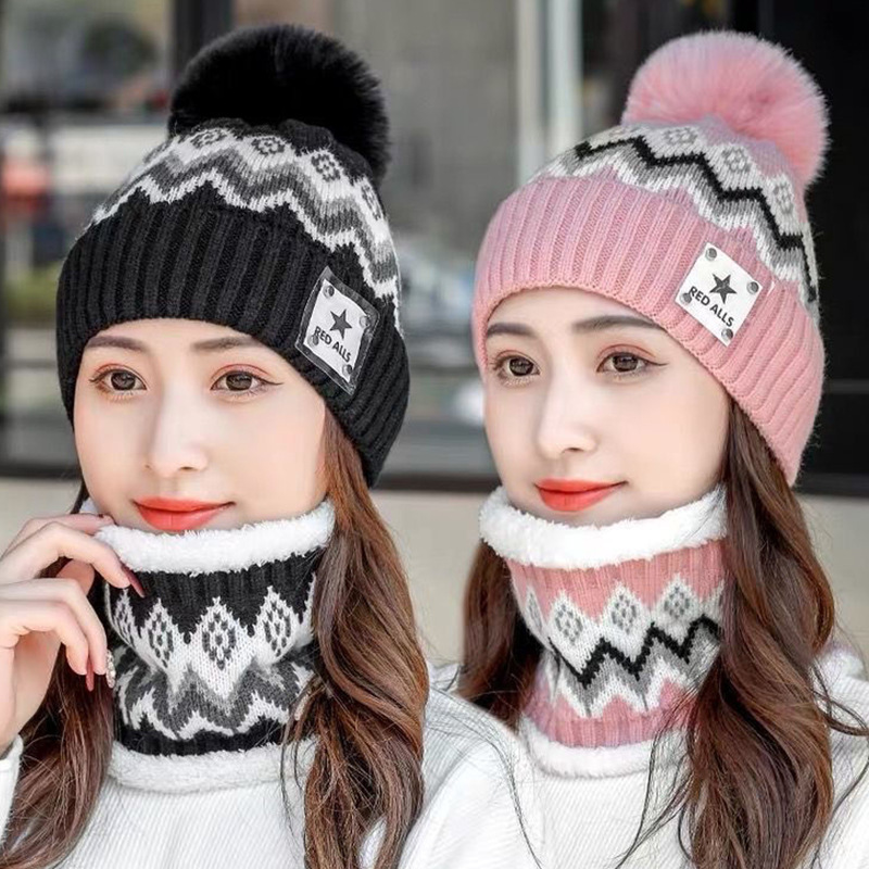 Fleece Scarf Warm And Cold Ear Protection Hat Set