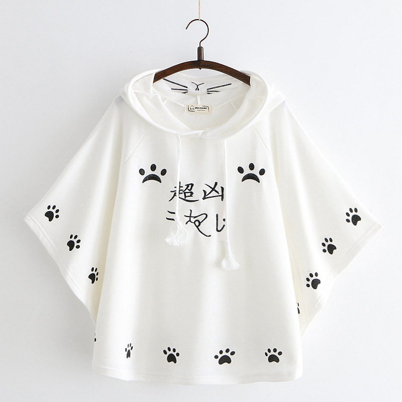 Title 2, Cartoon cat paw print cape shawl T-shirt