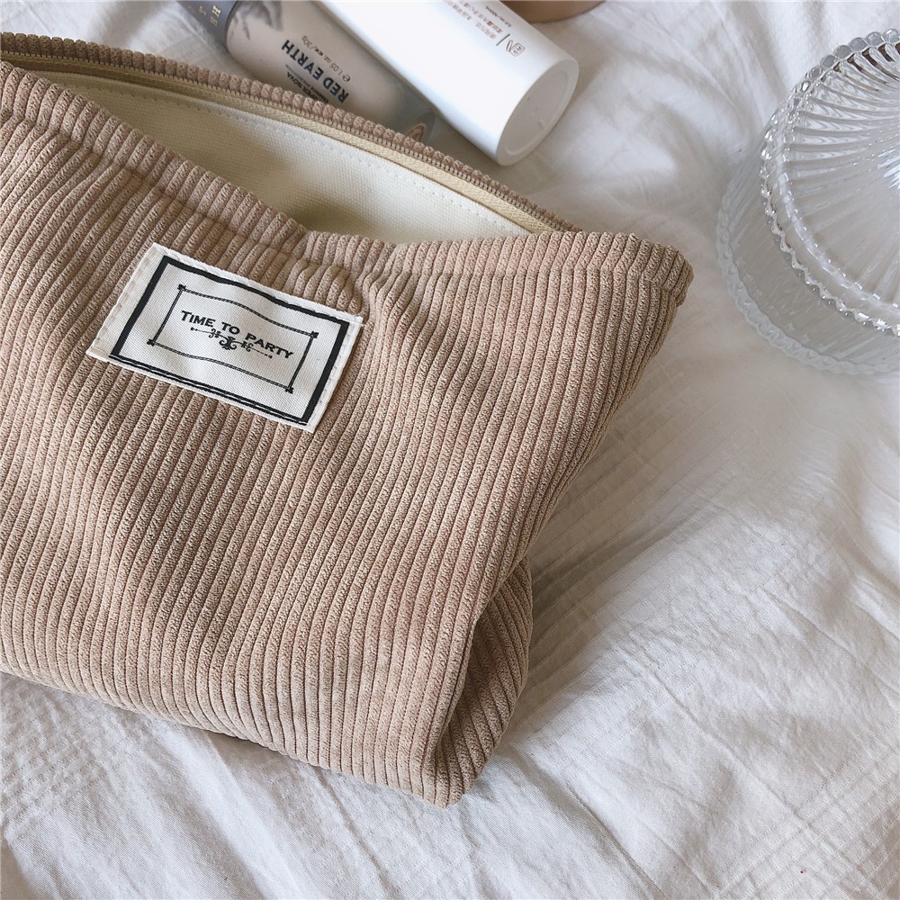 Creamy Beige Brown Camel Cosmetic Bag