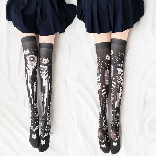 Original Printed Mechanical Dark Cat Demon Bikini Set Printed Socks - Shop at LoveMi