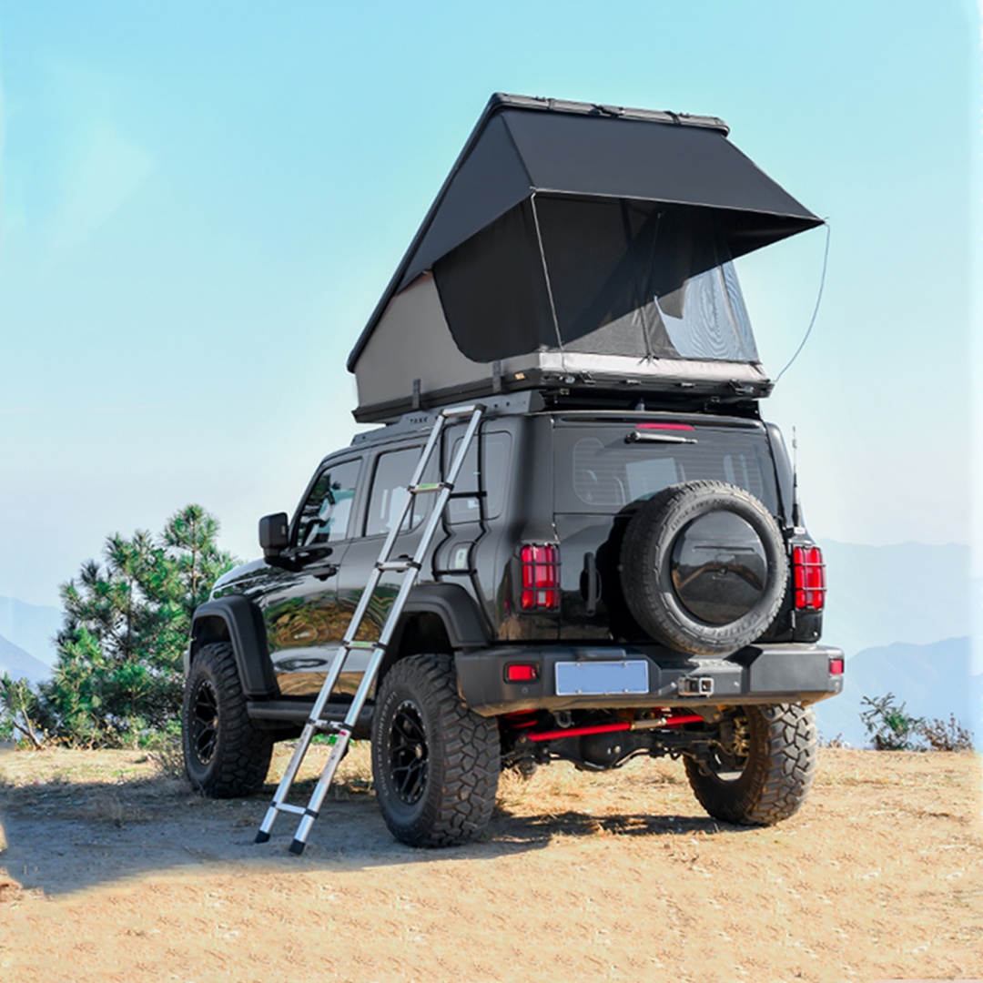 Foldable 2-3 People Amphibious Inflatable Car Roof Top Tent For Camping Outdoor Glamping Camping Tent For SUV,Truck  Without Ladder, Two-tone Style, Khaki & Black