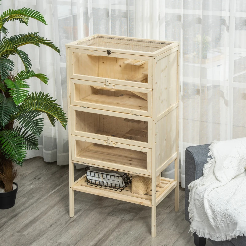 5-Tier Wooden Hamster Cage Mice Habitat Rat Habitat With Openable Top, Front Door And Storage Shelf
