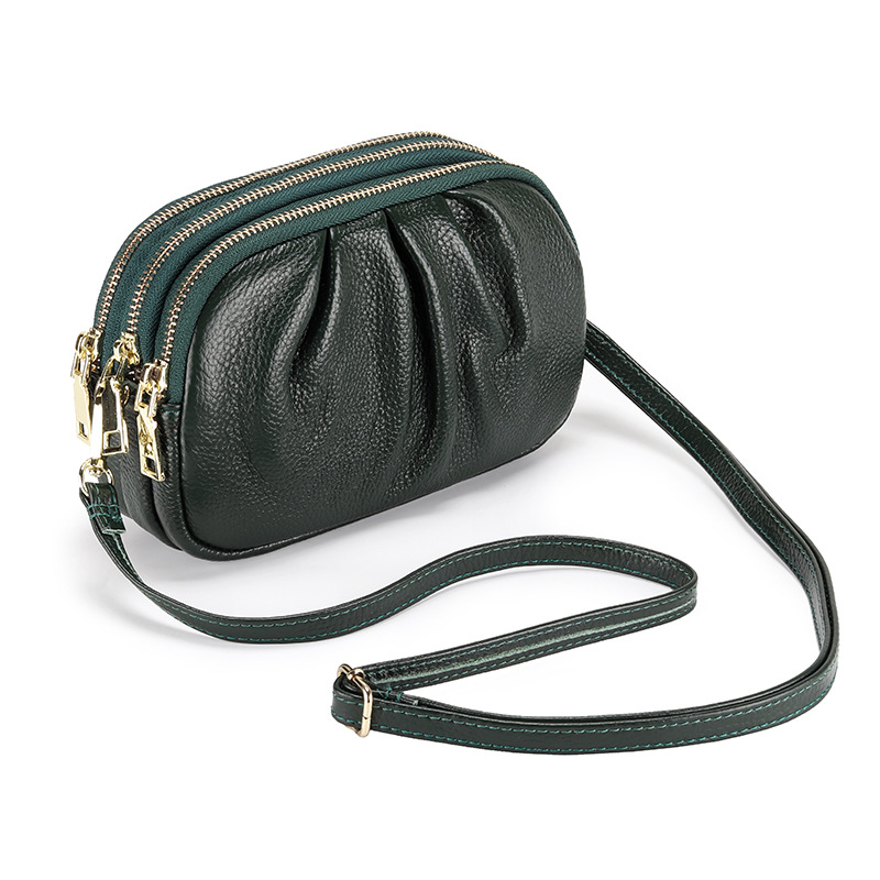 Versatile Pleated Bag With Soft Leather And Large Capacity