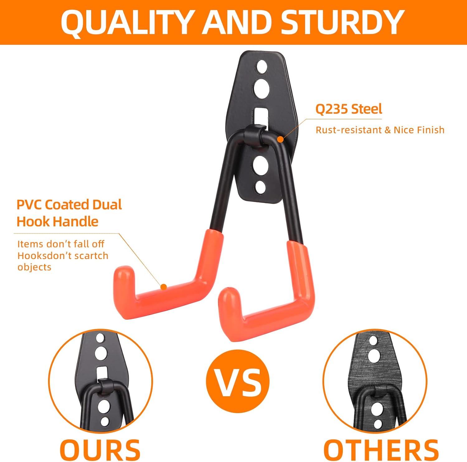 Upgraded 12-Piece Heavy Duty, Utility Steel Garage Storage Hooks, Wall Mount Garage Organizers And Hangers For Organizing Power Tools, Ladders, Bulk Items, Bicycles  Garage Storage