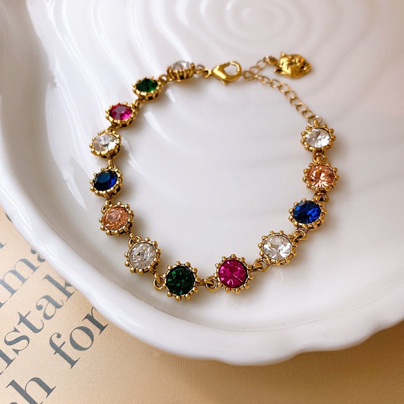 18K Real Gold Plated Oval Zirconia Clasp Bracelet Gift Box Included Vintage Bangle Perfect Present