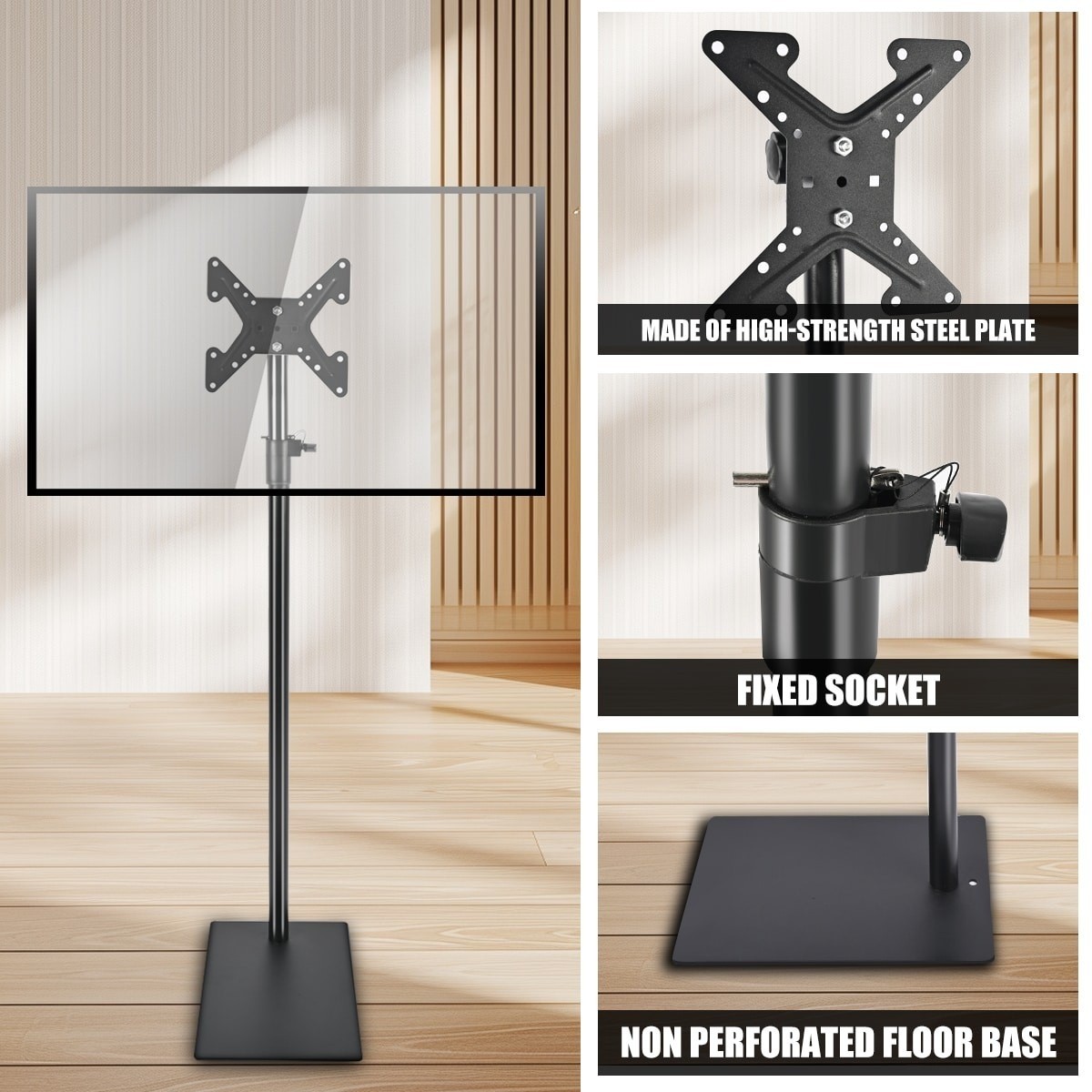360 TV Floor Steel Stand For 14-43 Inch Screen Rotatable Height Adjustable UK — image 5