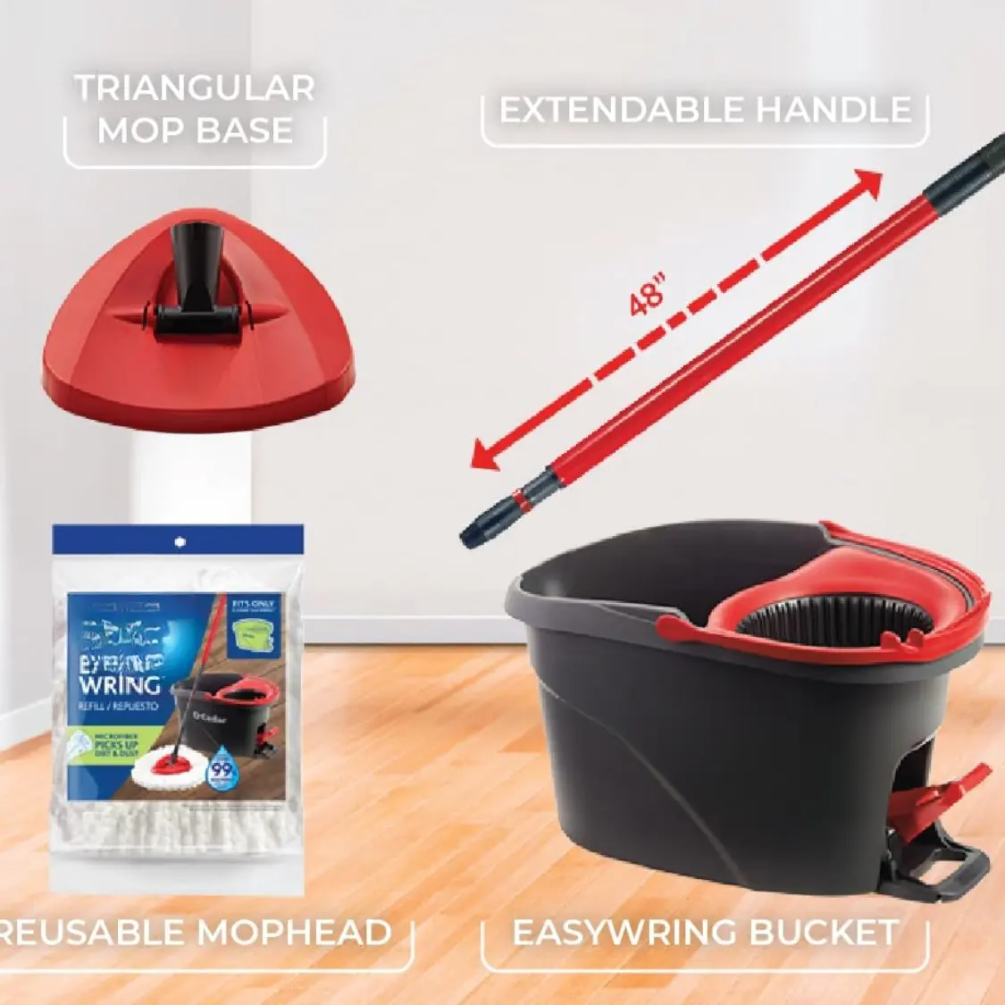 EasyWring Microfiber Spin Mop Bucket Floor Cleaning