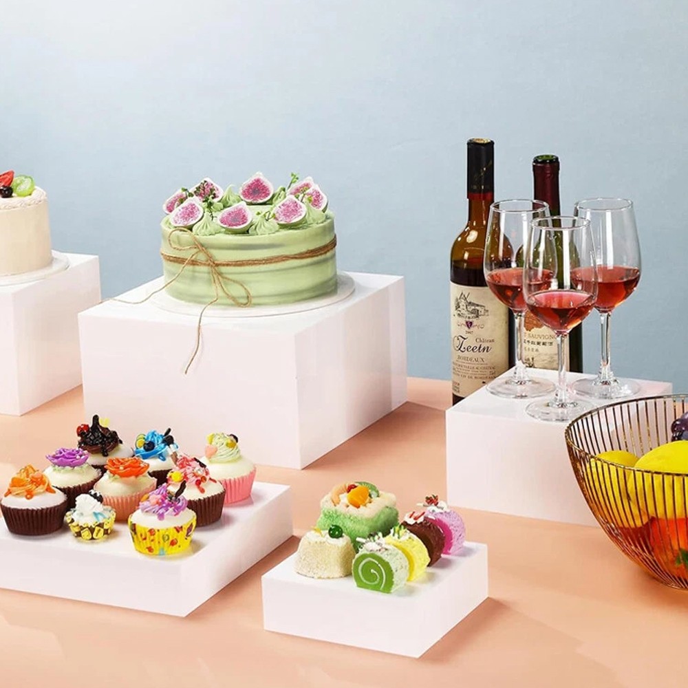 NEW 4pc Acrylic Cube Display Box Riser Nesting Stands For Dessert Cake Uk — image 6