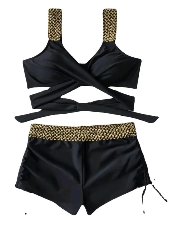 Solid Color High Waist Bikini For Women Black - Shop at LoveMi