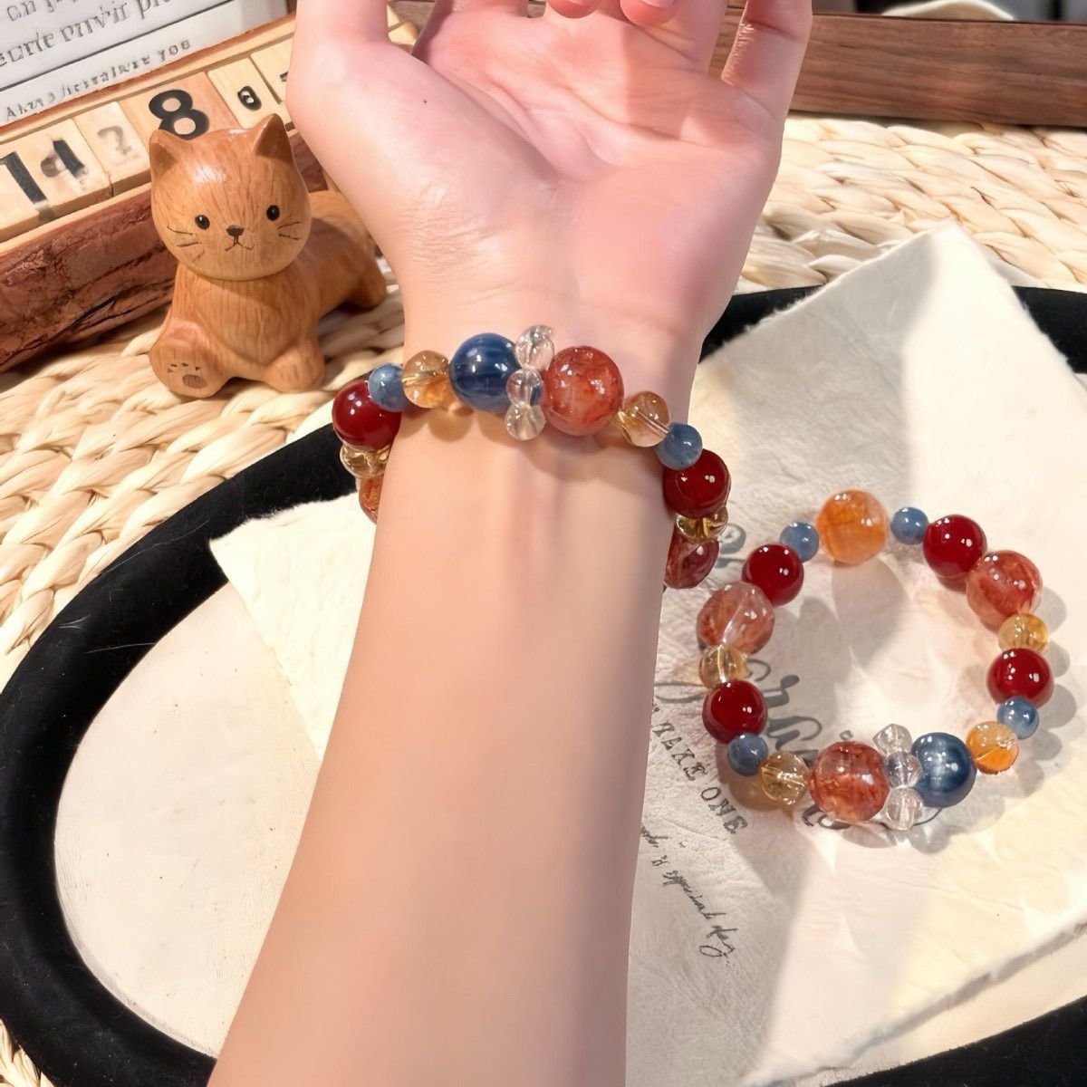 Summer Dopamine Faux Crystal Handmade Beaded Bracelet, Couple Style, Multi-Color Splicing, Skin-Brightening Versatile Hand Jewelry