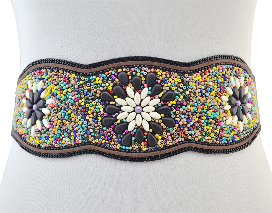 Title 1, Ethnic Style Retro Waist Belt Turquoise Rice Be...