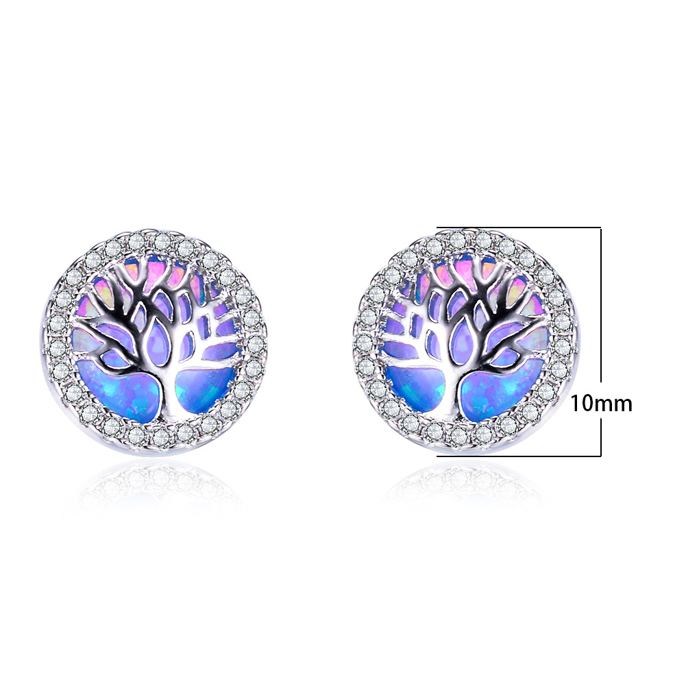 Opal Tree Of Life Stud Earrings Statement
