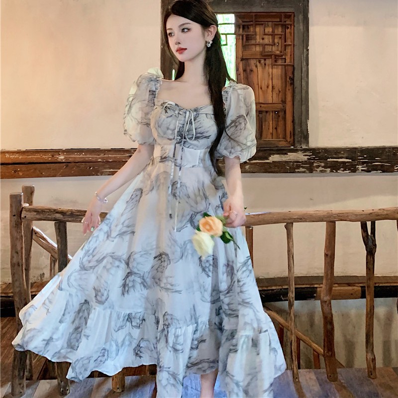 Ink Printed Waist Length Dress For Women Picture Color L - Shop at LoveMi