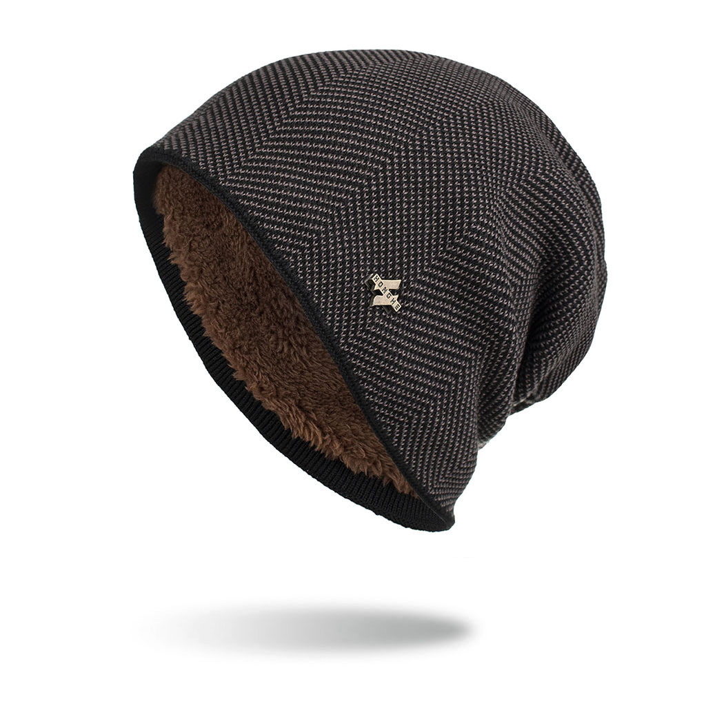 Plush H Iron Label Hood Knitted Woolen Hat