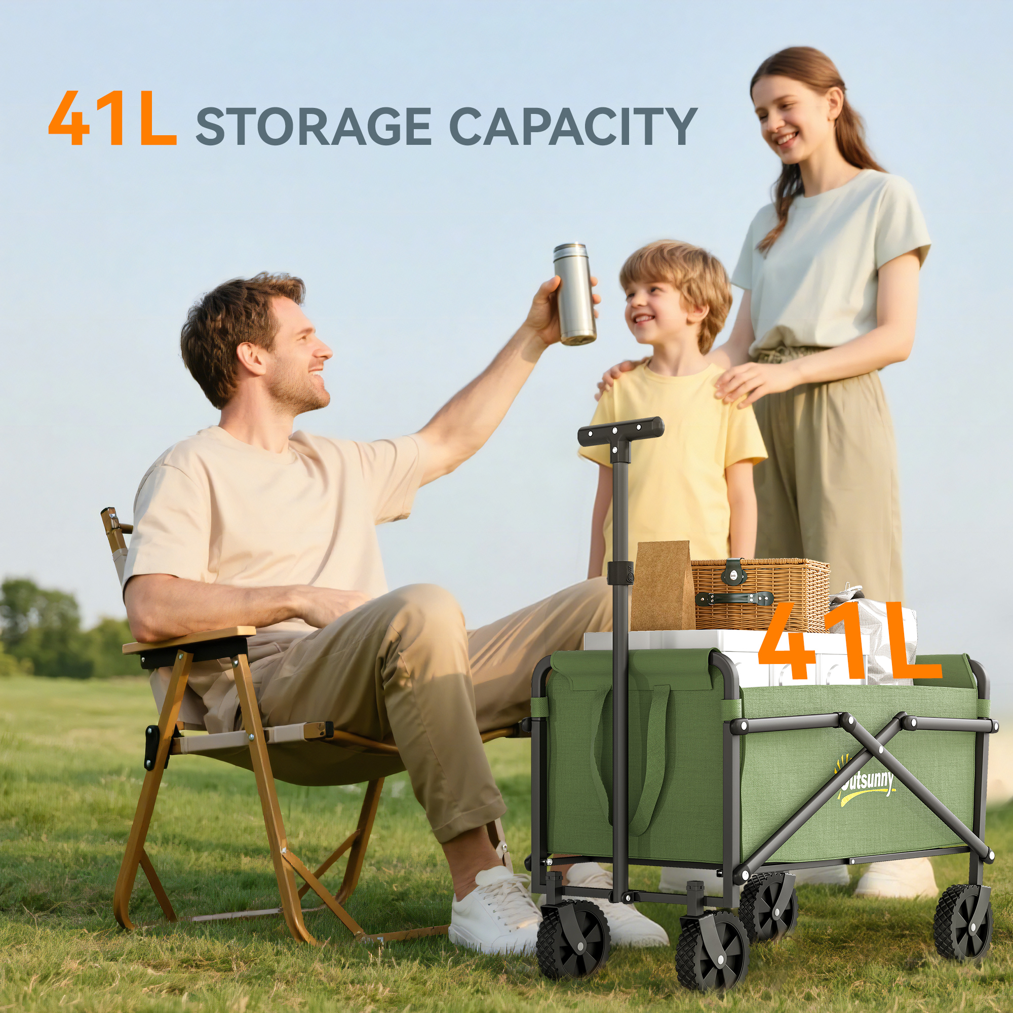 41 Liter Holiday Handcart With Wheels, Compact Garden Folding 60kg Heavy-duty — image 9