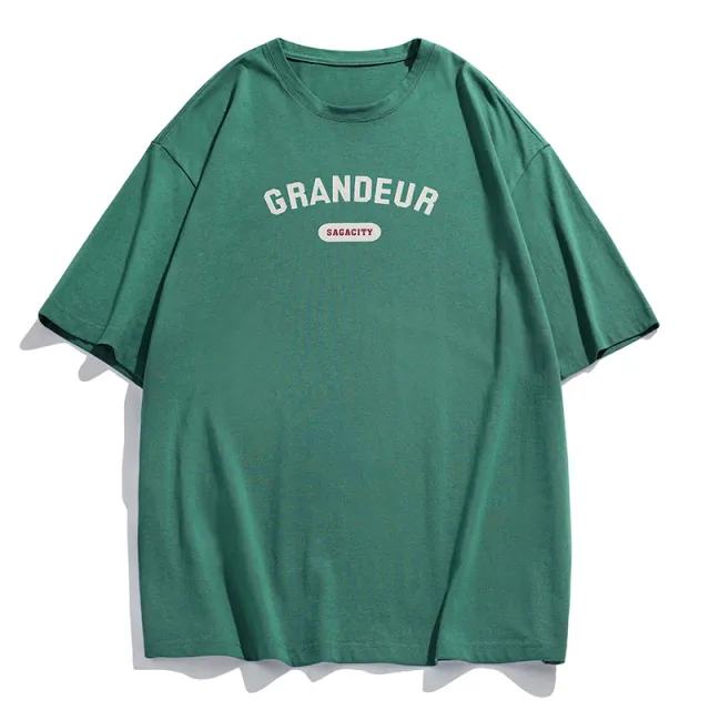 Vintage American Print Loose Short Sleeve T Shirt Green - Shop at LoveMi