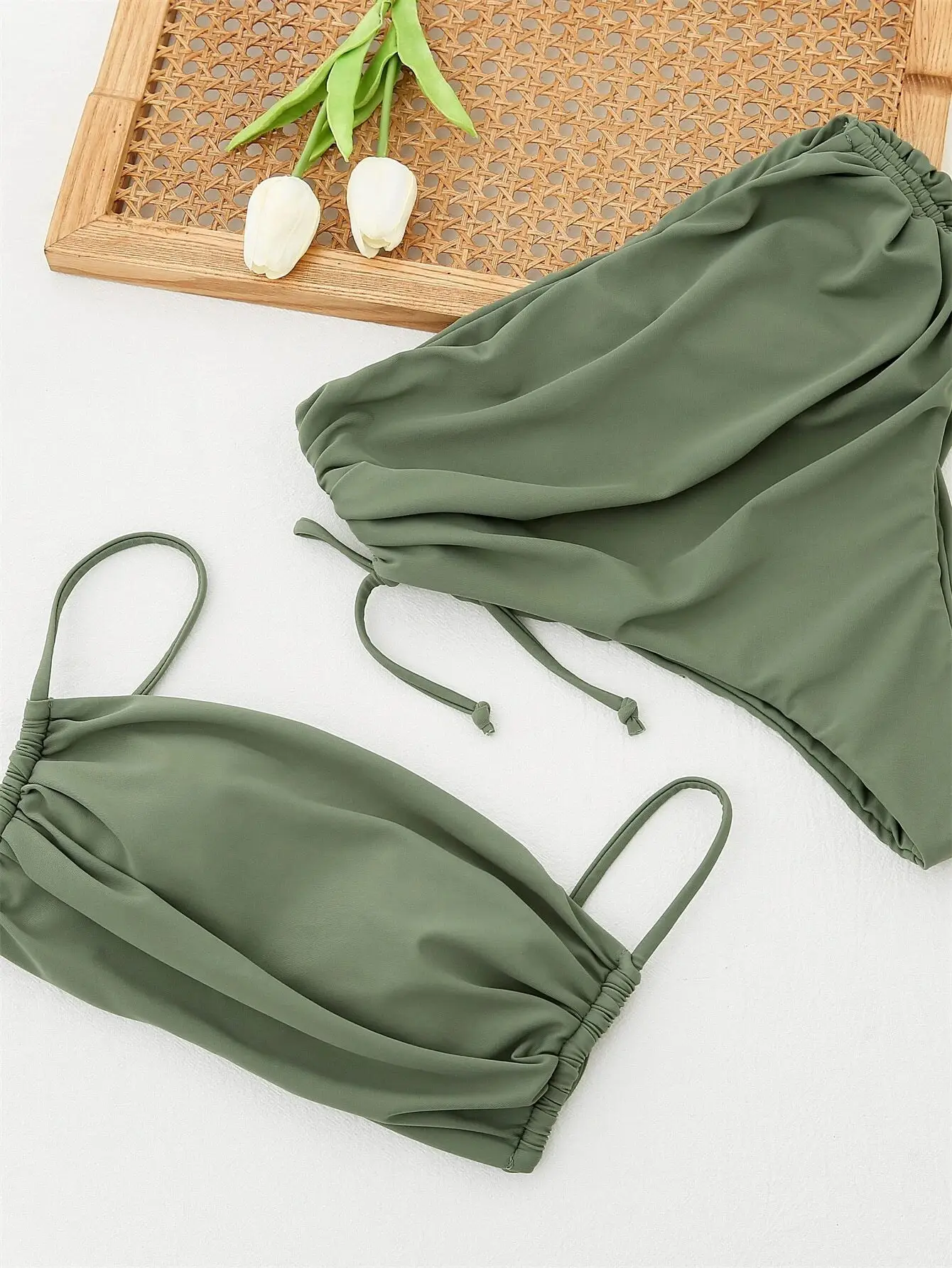Solid Color New Bikini Two-piece Set Swimsuit Women's Suit