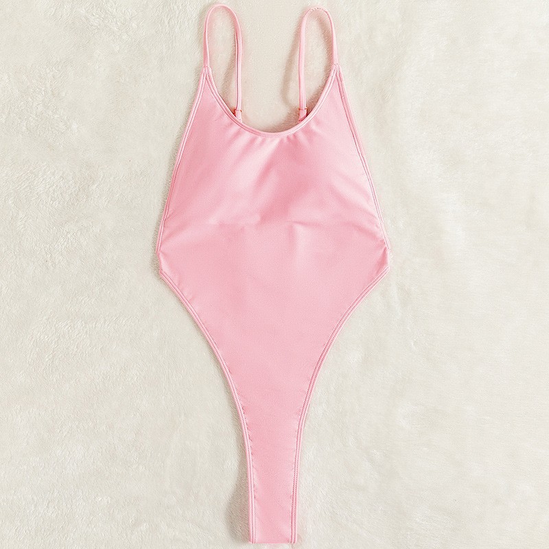 Fashion One-piece Swimsuit Women's Triangle Solid Color - Image 3
