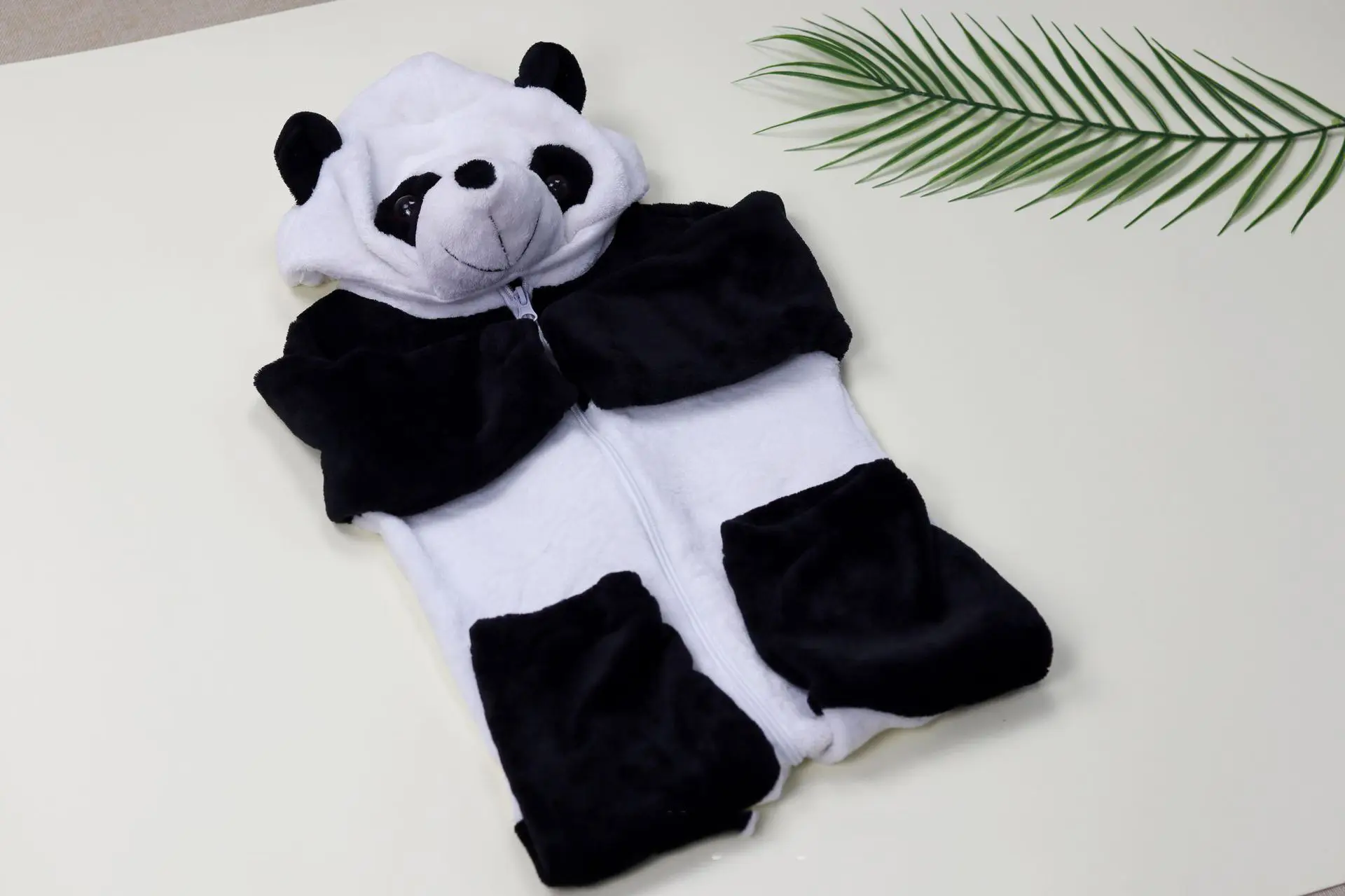 Hot Sale Double-sided Coral Velvet Black And White Panda Skin-friendly Embroidery Craft One-piece Romper Climbing Clothes