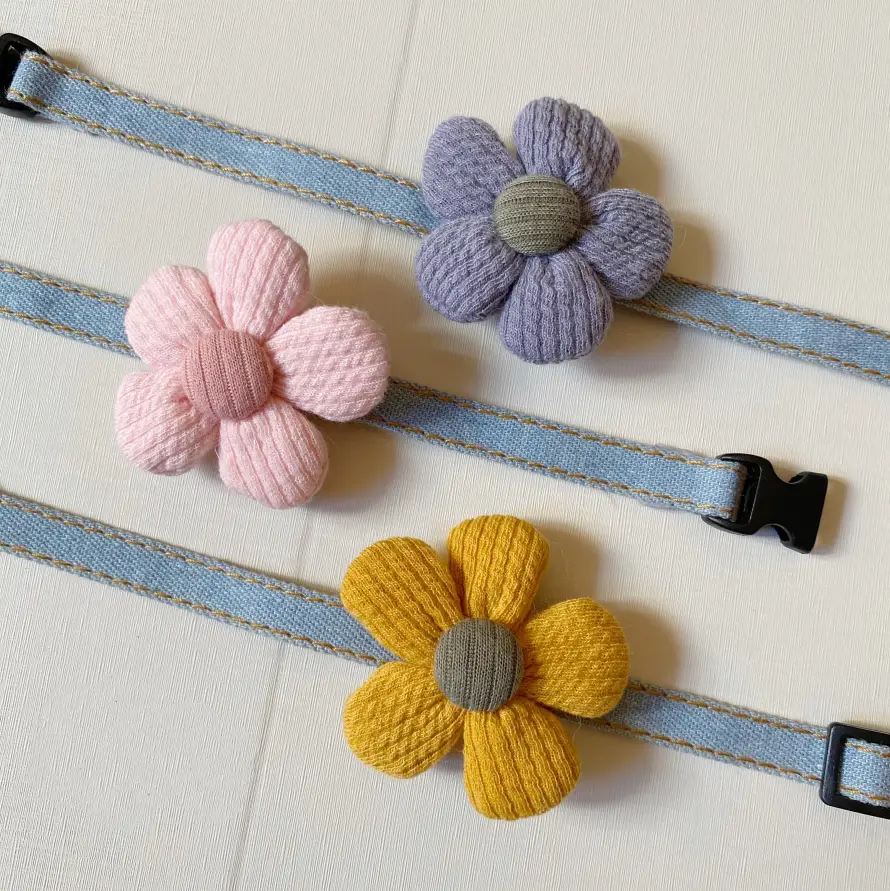 Kitten Floral Bow Tie Collar
